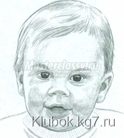 baby's face in drawing