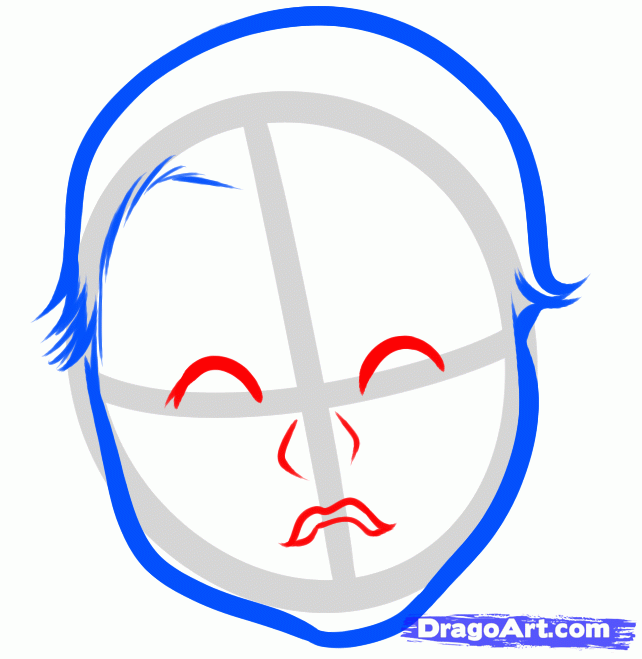 How to draw the head of a small boy with a pencil step by step
