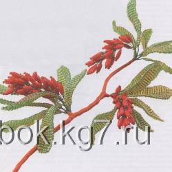 красный барбарис из бусин ветка барбариса из бусин и бисера