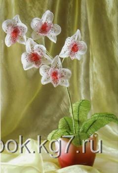 Цветы из бисера орхидея белая "Фаленопсис" из бисера