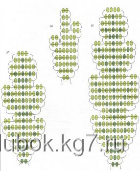 схема зеленых листочков из бисера