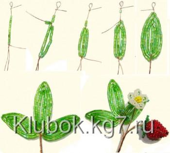 Красная клубника Ягодки из бисера