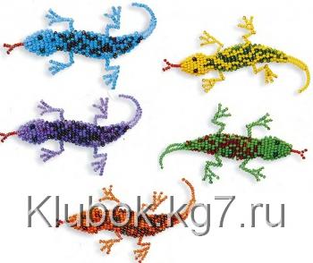 разноцветные ящерицы из бисера объемные сувениры ящерки из бисера