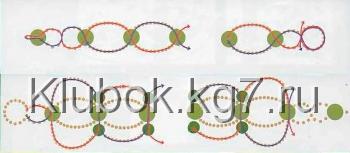 схема плетения браслета как сплести браслет из салатовых бусин