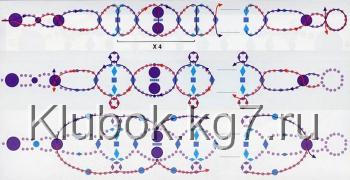 схема сине-голубого браслета плетем браслет сами