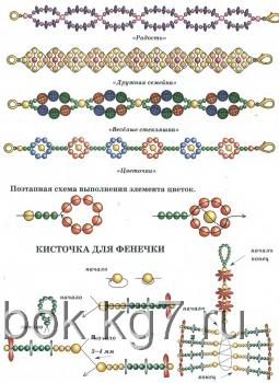 сложные фенечки из бисера схема плетения сложных фенечек из бисера