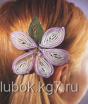 заколка анемон из бисера. красивый цветок из бисера
