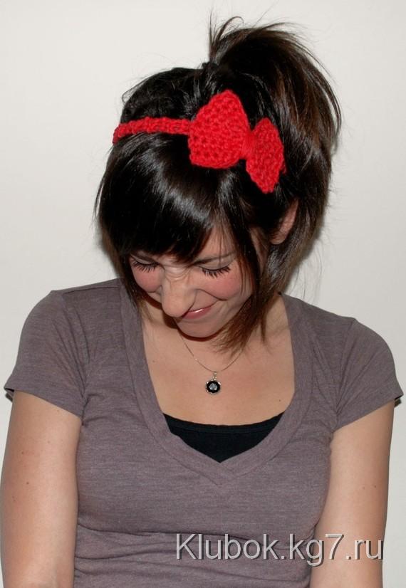 Мини Лук головная повязка в Черри Хлопок Красный