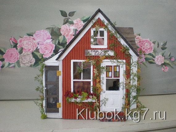 Примитивные тыквы Saltbox Дом с курятник Custom Dollhouse