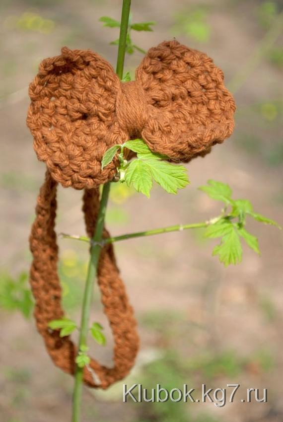 Мини головная повязка из лука в коричневый хлопок