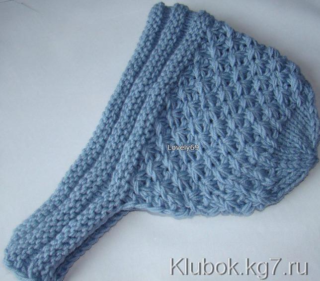 Cap hood knitted with <Daisy> pattern