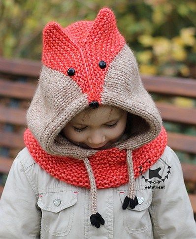 Free knitting pattern for Sly Fox Hood: