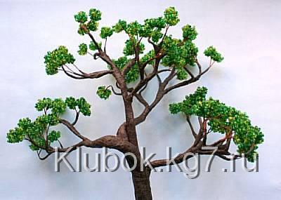 Бонсай дерево из бисера и проволоки своими руками готово