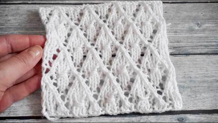 Красивые ажурные ромбики спицами, схема узора