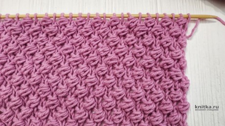 Рельефный узор спицами Букле, схема и видео-урок вязание и схемы вязания