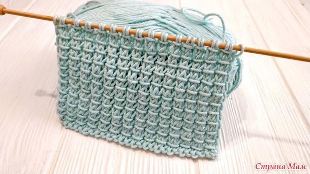 Узор спицами "Клеточки". МК