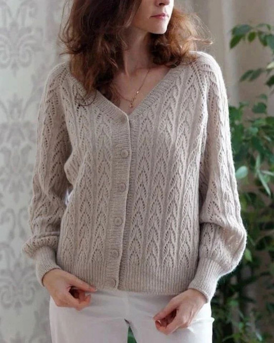 Кардиган спицами регланом из мохера Кардиган спицами регланом из мохера