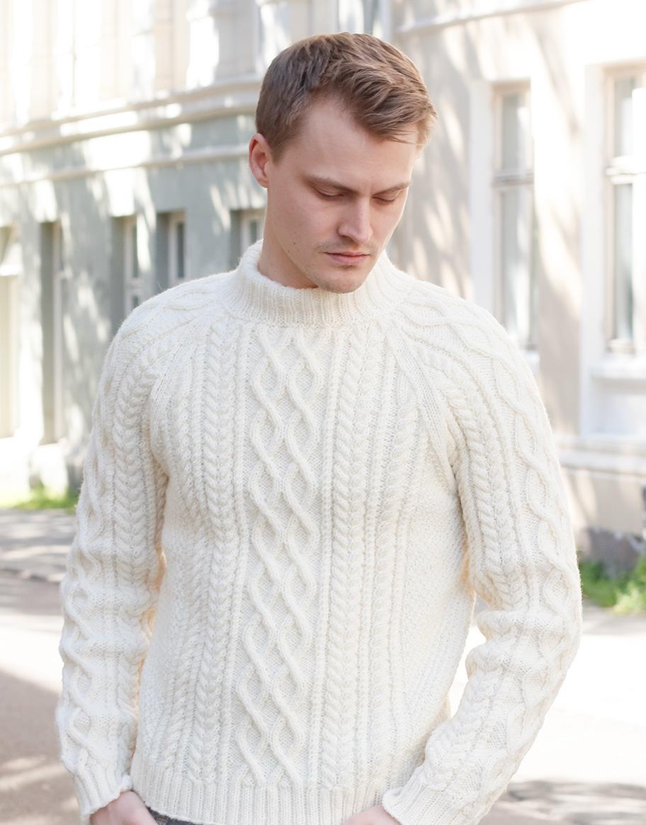 Ice Island / DROPS 224-10 - Knitted jumper for men in DROPS Karisma. The piece is worked with raglan, cables and double neck. Sizes S - XXXL.