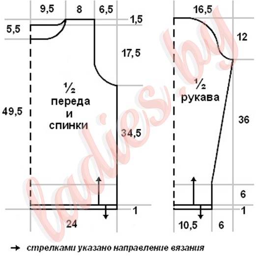Выкройка женского джемпера (размер 44-46) Выкройка женского джемпера (размер 44-46)