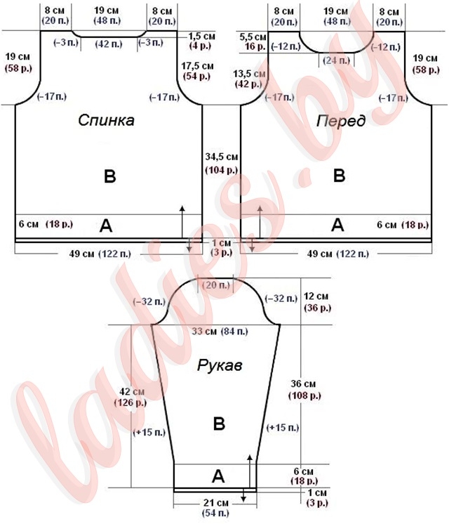 Выкройка женского джемпера (размер 44-46) Выкройка женского джемпера (размер 44-46)