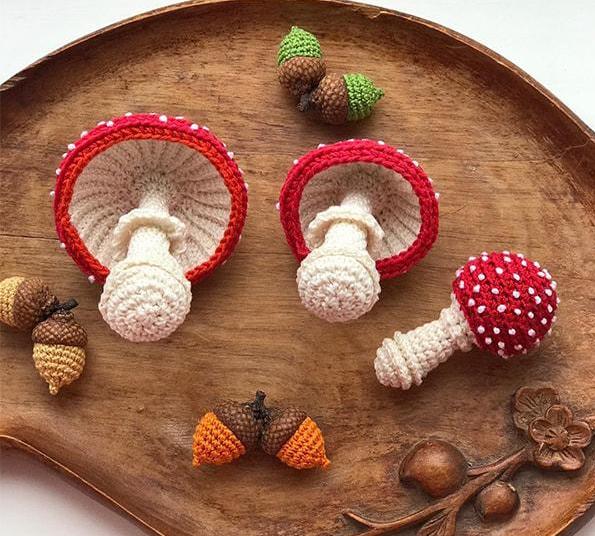 Амигуруми мухоморы крючком