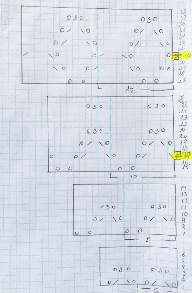 Обратите внимание на ряды, в которых смещается начало ряда!