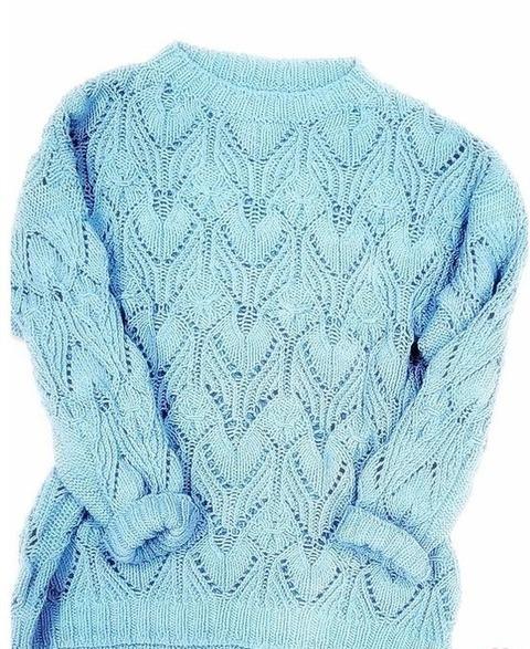 Изящный джемпер японским ажуром от Хитоми Шида. Спицы. Видео МК.