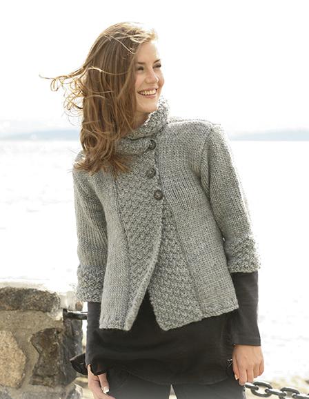 Silver Haze / DROPS 103-1 - DROPS jacket in ”Snow” or ”Nepal” or Andes with A-shape and ¾-long or long sleeves. Size S to XXXL