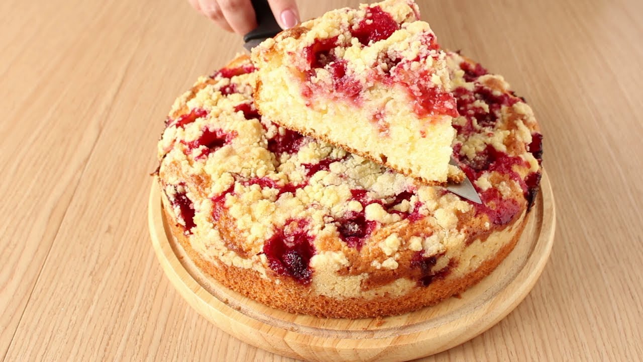Клубничный пирог с крошкой Выпечка на скорую руку