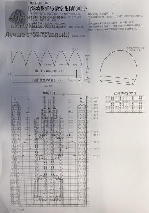 Шапка с японским ораном схема с описанием