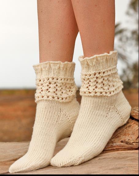 Knitted socks with lace pattern in ”Karisma” Knitted socks with lace pattern in ”Karisma”