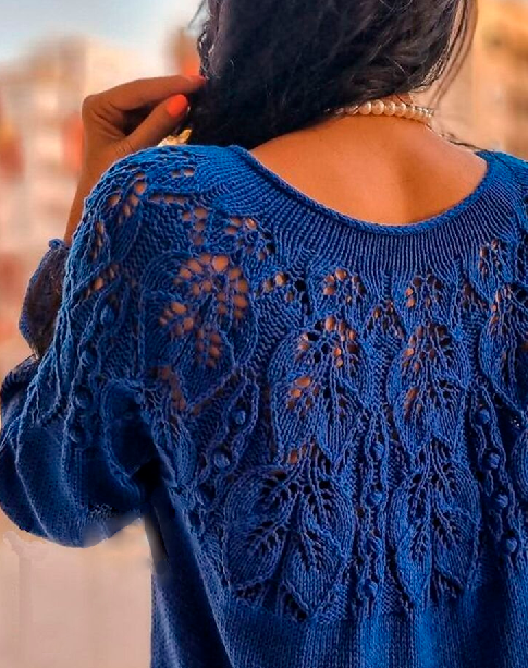 Джемпер с ажурной кокеткой Джемпер с ажурной кокеткой