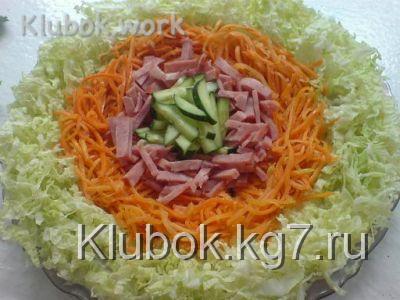 Салат из ветчины с сыром и корейской морковкой Салат из ветчины с сыром и корейской морковкой
