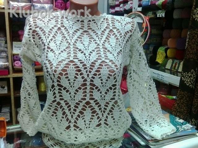Ажурная кофточка крючком. Работа Айгуль Салимовой Ажурная кофточка крючком. Работа Айгуль Салимовой