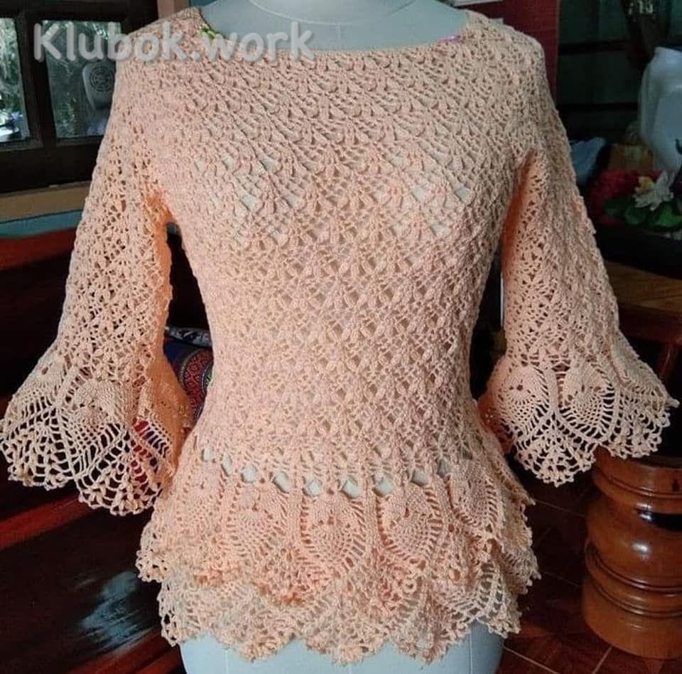 Женственная кофточка крючком Женственная кофточка крючком