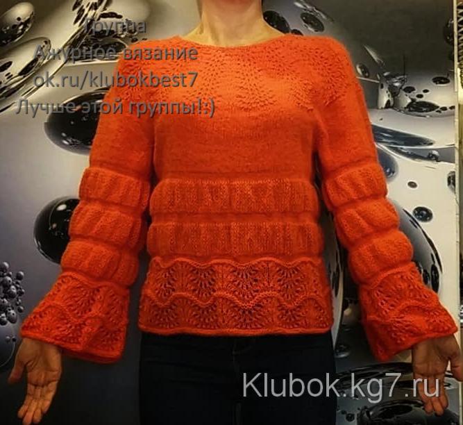 Ажурный свитер .  Автор Т. Петрунь