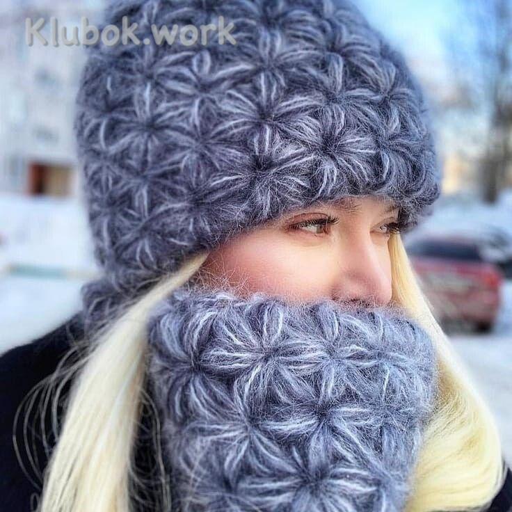 Шапочка и снуд интересным узором. Схема. Шапочка и снуд интересным узором. Схема.