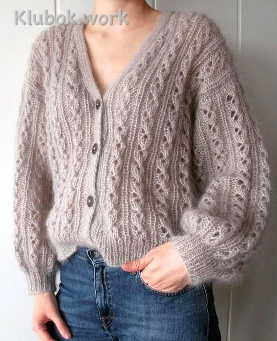 Кардиган из мохера спицами Кардиган из мохера спицами