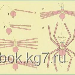 плетение пауков из бусин и проволоки