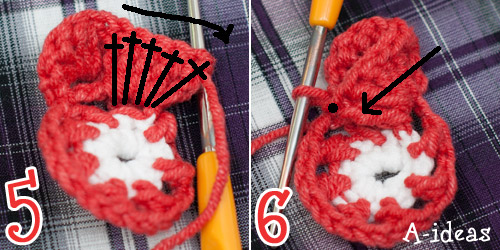 бабушкин квадрат с объемным цветком, схема