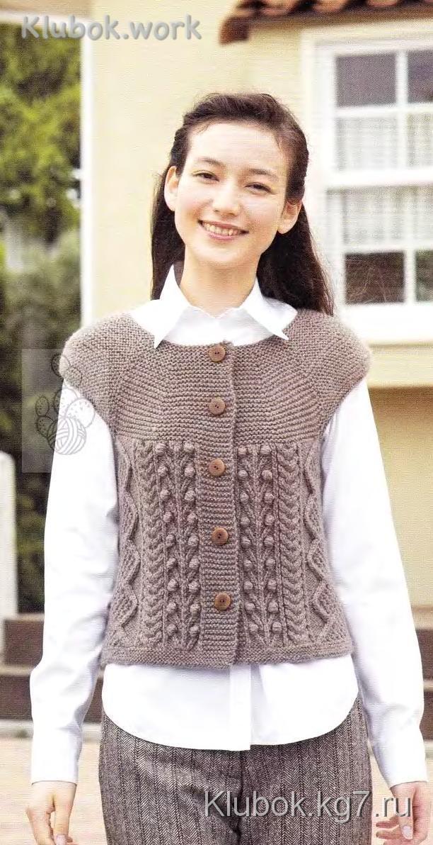 Из любимых моделей: жилет-реглан с шишечками (спицы) Из любимых моделей: жилет-реглан с шишечками (спицы)