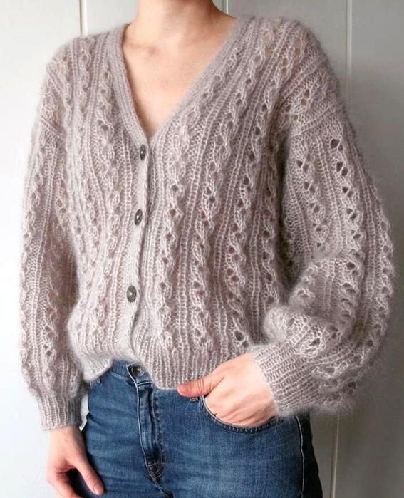 Кардиган из мохера спицами Кардиган из мохера спицами