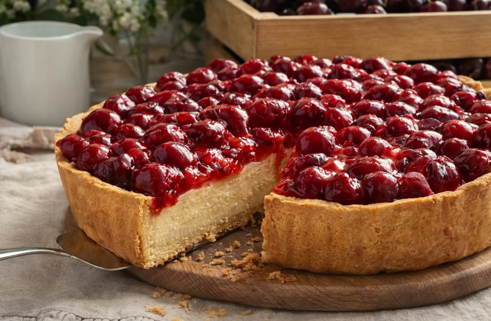 Творожний пиріг з вишнею Творожний пиріг з вишнею