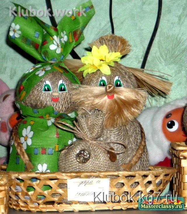 Пара домовых в корзинке своими руками Пара домовых в корзинке своими руками