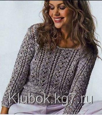 Вяжем красивый ажурный пуловер с высокой резинкой