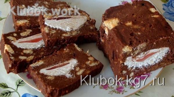 Холодный торт с зефиром Холодный торт с зефиром