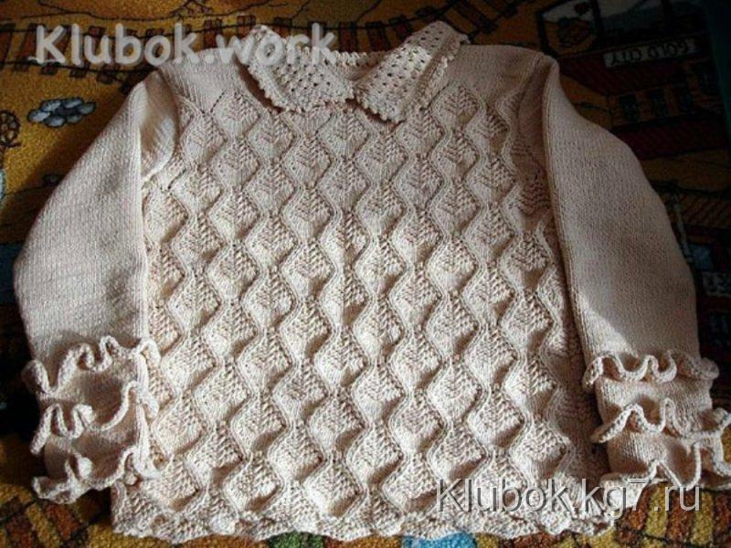 Вязание. Чудесная детская кружевная кофточка с рюшами Вязание. Чудесная детская кружевная кофточка с рюшами