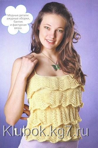 Вязаный топ с оборками. Вязаный топ с оборками.