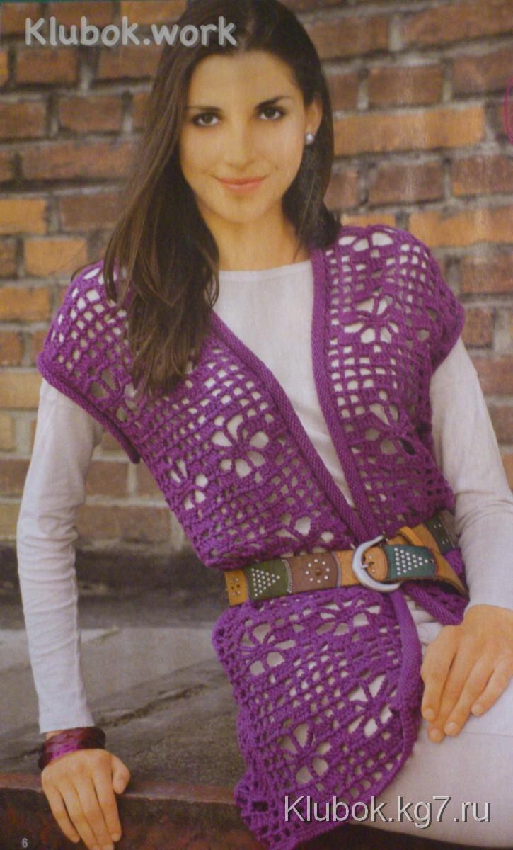 Ажурный жилет с цветочным узором Ажурный жилет с цветочным узором