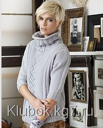 Свободный пуловер с рукавами 34 длины -модель из зимнего Вог,описание на русском